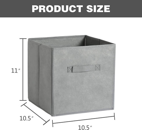 C&AHOME Cube Storage Bins 6-Pack Foldable Fabric Storage Cubes Baskets Containers Drawers with Dual Handles, Toys Closet Storage Box for Organizing Shelf, 10.5" L x 10.5" W x 11" H, Light Grey