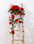 FENGRUIL Flower Garland Artificial Rose Vines,4 Pcs Fake Flowers Hanging Large Rose Vine Ivy Silk Hanging Flower for Home Garden Outdoor Ceremony Wedding Arch Floral Decor (Red)
