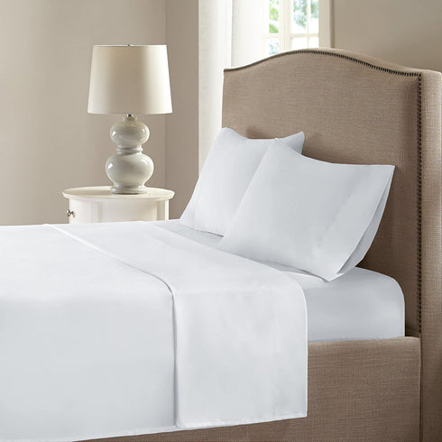 Comfort Spaces Coolmax Moisture Wicking Sheet Set Super Soft, Fade Resistant, 16" Deep Pocket, All Around Elastic - Warm Weather Cooling Sheets for Night Sweats, Full, White 4 Piece