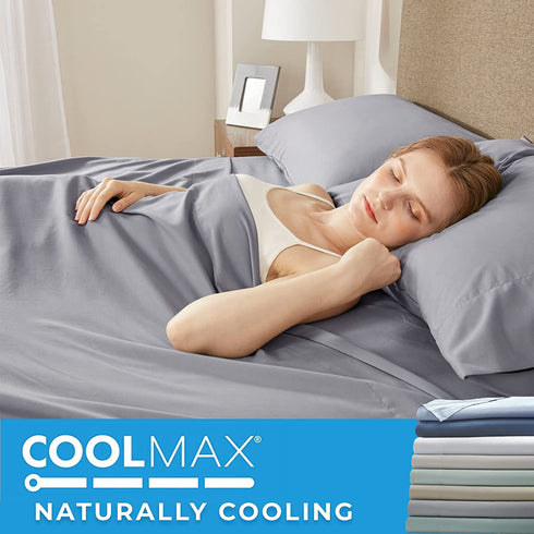 Comfort Spaces Coolmax Moisture Wicking Sheet Set Super Soft, Fade Resistant, 16" Deep Pocket, All Around Elastic - Warm Weather Cooling Sheets for Night Sweats, Full, White 4 Piece