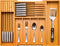 Kitchen Drawer Silverware Organizer - Expandable Bamboo Utensil Tray with Knife Block. Kitchen Silverware Holder or Expandable Drawer Organizer for any drawer, 17? Long, Adjustable from 13? - 22.5? Wide, 2? Deep