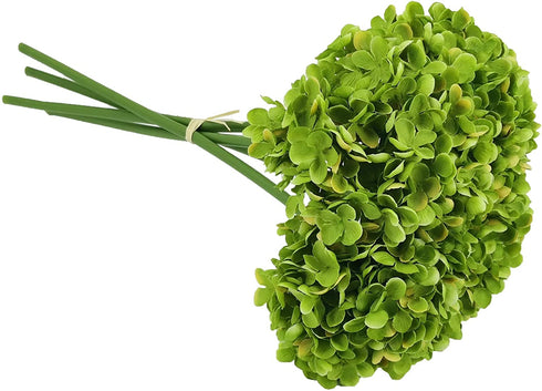 High Details Hydrangea Silk Flowers (About 225 Petals Each Flower), Artificial Hydrangea Flowers, Green Silk Hydrangea Flowers Pack of 4 (Green)