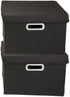 Household Essentials Fabric Storage Boxes with Lids and Handles, Black