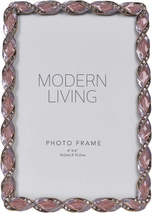 NIKKY HOME 4x6 Purple Jeweled Picture Frame Vintage Desktop - Holds 4" x 6" Photos, Mauve