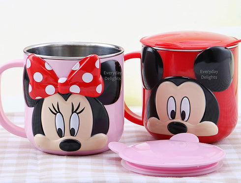 Disney 3D Mickey Red Durable Stainless Steel Insulated Cup with Lid, 250ml
