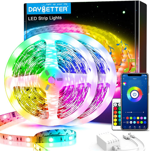 60ft Daybetter Smart Led Lights,5050 RGB Led Strip Lights Kits with Remote, App Control Timer Schedule Led Music Strip Lights(2 Rolls of 30ft)