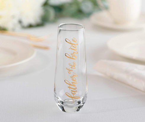 Lillian Rose Father of Bride Stemless Champagne Wedding Toasting Glass, 1 Count (Pack of 1), Clear