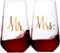Bezrat Mr and Mrs Stemless Wine Glasses - Set Of 2-16 Ounces - Gift for Wedding, Bride and Groom, His & Hers Married Couple, Anniversary, Bridal Shower, Couples Engagement Mothers Day Gifts