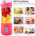 Portable Mini Smoothies Shakes Blender: Personal Size Single Serve Travel Fruit Juicer Mixer Cup with Wireless Rechargeable USB Small Electric Individual Blender for Juice Smoothies Milk Shakes - Pink