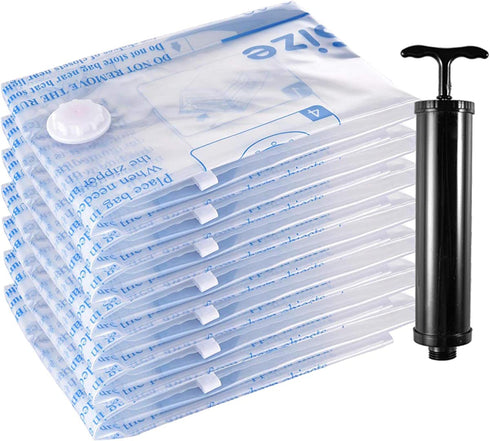 Vacuum Storage Bags 7 pack, Space Saver Sealer Bags for Clothes Blankets Comforters with Hand Pump (Large)