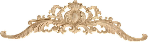 LXYUUM Wood Carved Long Onlay Applique Unpainted Frame Wood Appliques and Onlays for Furniture (04, 40x11cm/15.75x4.33inch)