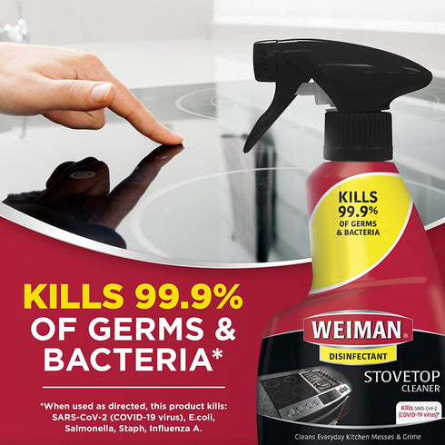 Weiman Disinfectant Stovetop Cleaner for Daily Use (2 Pack) Streak Free, Residue Free, Non-Abrasive Formula - 22 Ounce