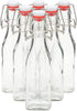 8 oz Swing Top Glass Bottles with Stoppers for Juicing, Vanilla, Sauces, Oils (6 Pack plus Cleaning Brush)