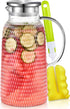 Aofmee Pitcher, 81oz Glass Pitcher, Water Pitcher with Lid, Iced Tea Pitcher Lemonade Pitcher, Glass Carafe for Cold or Hot Beverages, Sun Tea Jar, Easy Clean Heat Resistant Glass Jug for Juice, Milk