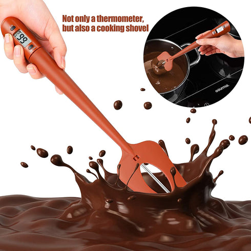 Efeng Digital Meat Thermometer Candy Thermometer Spatula with Pot Clip & 9" Probe Fast Instant Read Digital Candy Thermometer Spatula for Chocolate Jam Meat, BPA Free Silicon Frying Kitchen aid