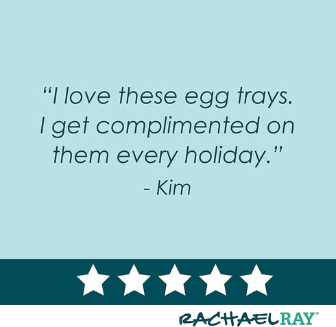 Rachael Ray Solid Glaze Ceramics Egg Tray/Holder, 12 Cup, Teal
