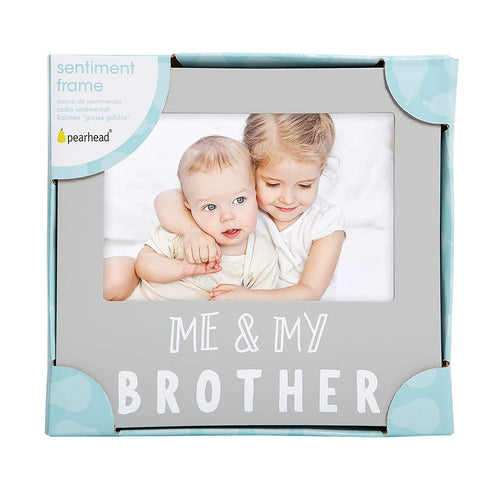 Pearhead Me and My Brother Sentiment Photo Frame, Big Sister or Brother Gift, Sibilng Pictures, Gray