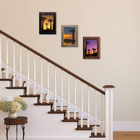 5x7 Distressed Farmhouse Picture Frames 3 Colors tabletop or Wall Hanging Display 3 Packs with High Definition Glass