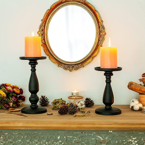 Candle Holders for Pillar Candles Metal Candlestick Holder 2 Pcs Candleholders Stand for LED Tea Light Candles, Ornament for Birthday, Wedding and Home Decoration