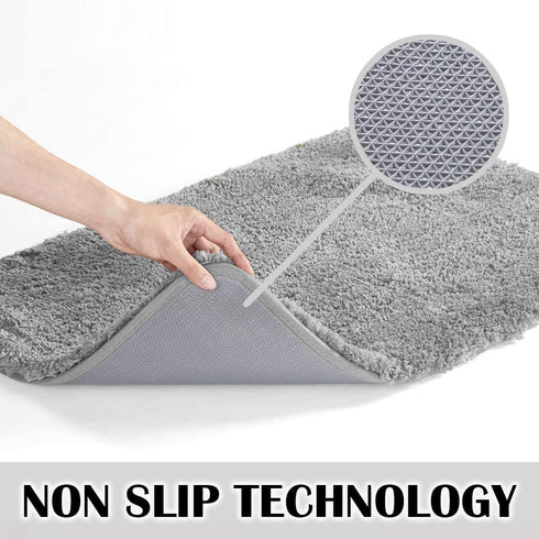 Suchtale Large Bathroom Rug Extra Soft and Absorbent Shaggy Bathroom Mat (24 x 40, Grey) Machine Washable Microfiber Bath Mat for Bathroom, Non Slip Bath Mat, Luxury Bathroom Floor Mats Rubber Back