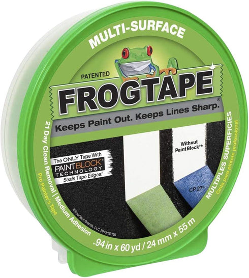 FROGTAPE 1358465 Multi-Surface Painter's Tape with PAINTBLOCK, Medium Adhesion, 1.41" Wide x 60 Yards Long, Green