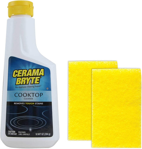 Cerama Bryte Combo Kit Pads & Removes Tough Stains Cooktop and Stove Top Cleaner for Glass - Ceramic Surfaces, 10 Ounces, 3 Pack