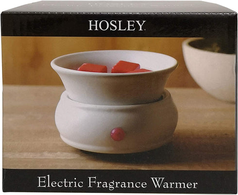Hosley White Ceramic Electric Fragrance Candle Wax Warmer. Ideal for Spa and Aromatherapy. Use Brand Wax Melts Cubes Essential Oils and Fragrance Oils