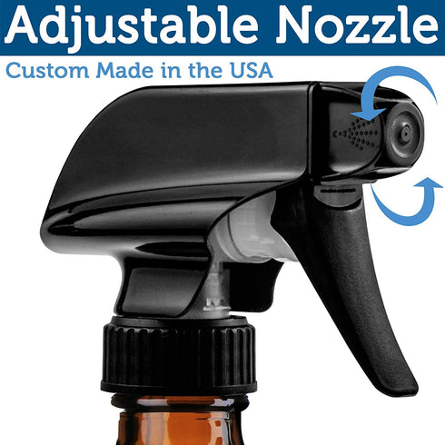 Empty Amber Glass Spray Bottles with Labels - 16oz Bottle for Essential Oils, Gardening, Cleaning Solutions, Pets, Plants , and Hair Misting - Durable Trigger Sprayer with Mist and Stream Option