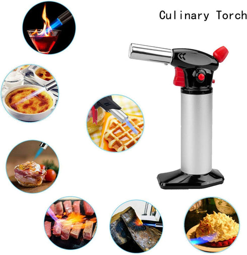 Cooking Torch Lighter, Tintec Chef Culinary Blow Torch Large Capacity, Butane Refillable, Flame Adjustable (MAX 2500°F) with Safety Lock for Cooking, BBQ, Baking, Brulee, Creme, DIY Soldering& more