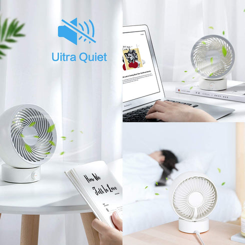 SmartDevil USB Desk Fan, Small Personal Desktop Table Fan with Strong Wind, Quiet Operation Portable Mini Fan for Home Office Bedroom Table and Desktop (White)