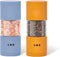 LHS Premium Salt and Pepper Grinder Set, Stainless Steel Salt Pepper Shakers Set, Refillable Refillable Spice Mills with Adjustable Coarseness for Kitchen Use - 4.6 Inches(Set of 2, Blue & Orange)