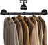 GREENSTELL Clothes Rack,36.2 Inch Industrial Pipe Wall Mounted Garment Rack,Space-Saving Hanging Clothes Rack,Heavy Duty Detachable Garment Bar,Multi-Purpose Hanging Rod for Closet 2 Base(1 Pack)
