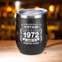 50th Birthday Gifts for Women and Men - 1972 50th Birthday Decorations - 12 Oz Insulated Stainless Steel Wine Tumbler with Lid for Her Wife Mom Grandma Aunt Friend, Black