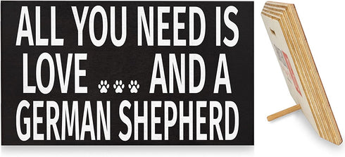 JennyGems German Shepherd Sign, All You Need is Love and a German Shepherd, Wood Sign, 9.5x5.5 Inches, German Shepherd Mom, German Shepherd Gifts, German Shepherd Decor, American Made