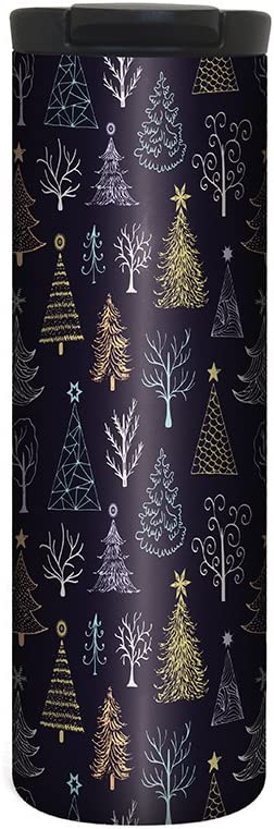 Tree-Free Greetings Barista Stainless Steel Tumbler, Vacuum Insulated Travel Cup, 17 oz, Hand Drawn Trees