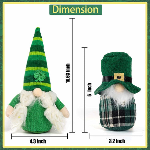 DraMosary St.Patrick's Day Gnome Plush Elf Decorations - 4PCS Handmade Green Irish Gnome Scandinavian Tomte Leprechaun for Home Decor/Table Ornament