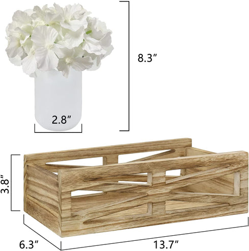 Y&ME Wood Toilet Paper Basket Bathroom Toilet Decor Box with Mason Jar, Wooden Bathroom Over Toilet Paper Storage Box, Farmhouse Table Counter Organizer Decor for Bathroom, Living Room, Kitchen