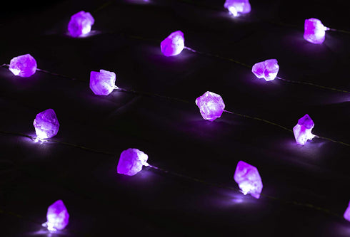 FLCSIed 10ft 40LED Decorative Amethyst LED String Lights Battery Operated with Remote 10 ft 40 LEDs Natural Crystal String Lights for Bedroom Party Indoor Birthday Wedding Decoration (40LEDS)