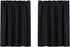 Valea Home Blackout Short Curtains Waterproof Soft Rod Pocket Kitchen Curtains for Bathroom Window Room Darkening Small Curtains for Bedroom 36 inch Length, 2 Panels, Black