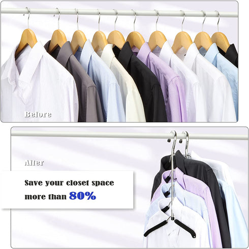 Hangers Space Saving Clothes Hanger 2 Pack Swing Arm Non Slip Padded Coat Hanger 5 Layers Heavy Duty Stainless Steel Sweater Shirt Hanger Closet Storage Organizer