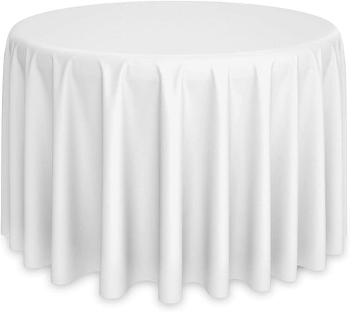 Lann's Linens - 120" Round Premium Tablecloth for Wedding / Banquet / Restaurant - Polyester Fabric Table Cloth - White