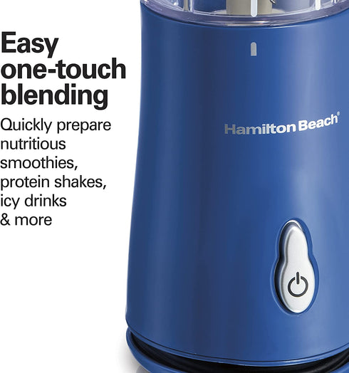 Hamilton Beach Personal Smoothie Blender With 14 Oz Travel Cup And Lid, Blue 51132