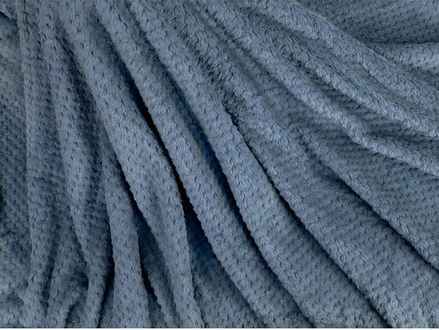 PAVILIA Waffle Textured Fleece Throw Blanket for Couch Sofa, Dusty Slate Light Blue | Soft Plush Velvet Flannel Blanket for Living Room | Fuzzy Lightweight Microfiber Throw for All Seasons, 50 x 60