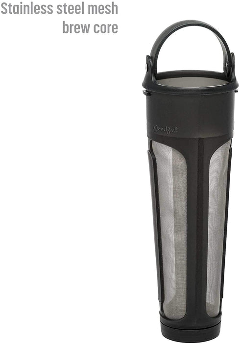 Goodful Airtight Cold Brew Iced Coffee Maker, Shatterproof Durable Tritan Plastic Construction, Leak-Proof Lid, Large Capacity with Premium Stainless Steel, 2.25 Qt, Black