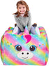 MHJY Unicorn Bean Bag Stuffed Animal Storage Beanbag Chair Cover for Kids Plush Toys Blankets Storage Bag (No Beans)