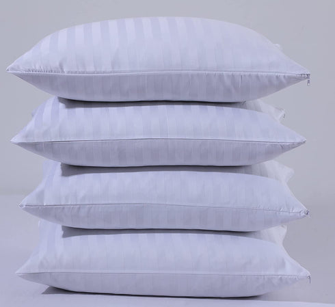 4 Pack Pillow Protectors Queen 20x30 Inches ?¤Life Time Replacement?¤ Tight Weave Enhanced Protection Cotton Sateen Blend High Thread Count 400 Style Zip (Queen 4 Pack Cotton Sateen)