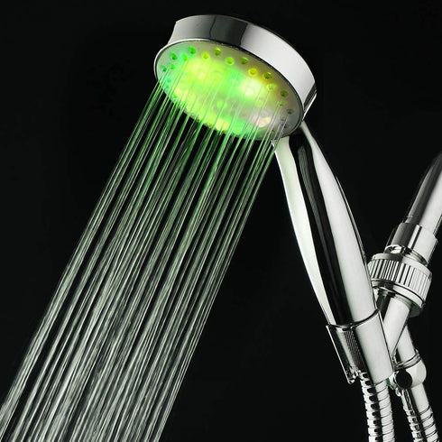 KAIREY Led Shower Head 7 Color Light Change Automatically Handheld Showerhead Polished Chrome with 60 Inches Stainless Steel Hose and Adjustable Bracket