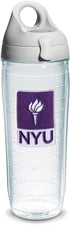Tervis New York University Emblem Individual Water Bottle with Gray lid, 24 oz, Clear