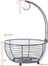 SunnyPoint Tabletop Wire Fruit Basket Bowl Stand with Banana Hanger