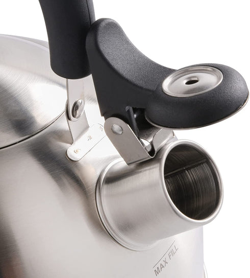 Mr. Coffee Carterton Stainless Steel Whistling Tea Kettle, 1.5-Quart, Mirror Polish